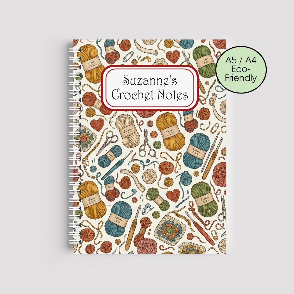Personalised Crochet Notebook &ndash; Yarn & Craft Eco-Friendly A5/A4 Journal
