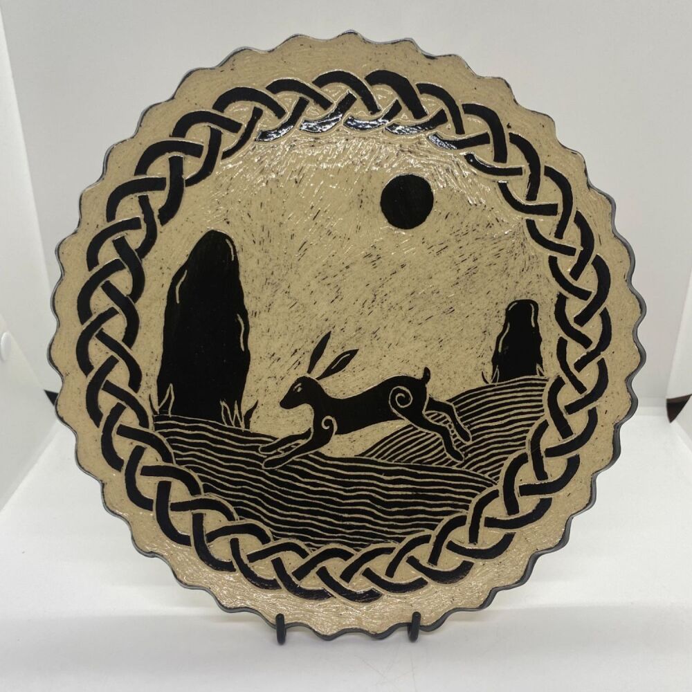 Leaping Hare & Celtic Knotwork Decorative Plate