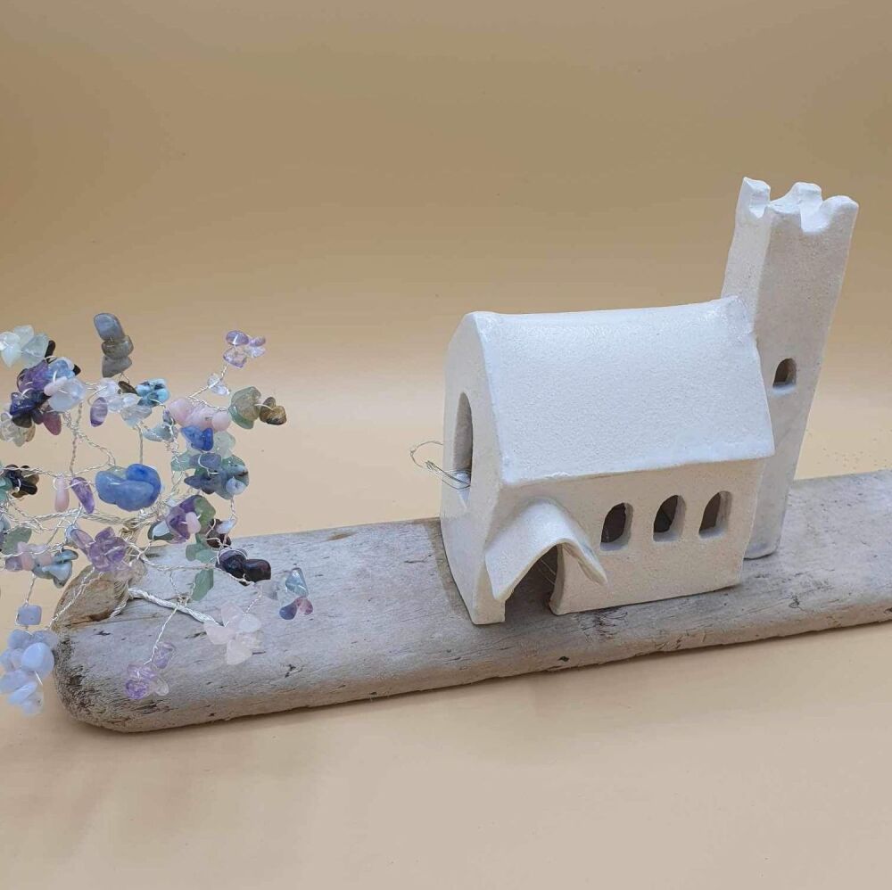 Tea Light Church with Gemstone Tree