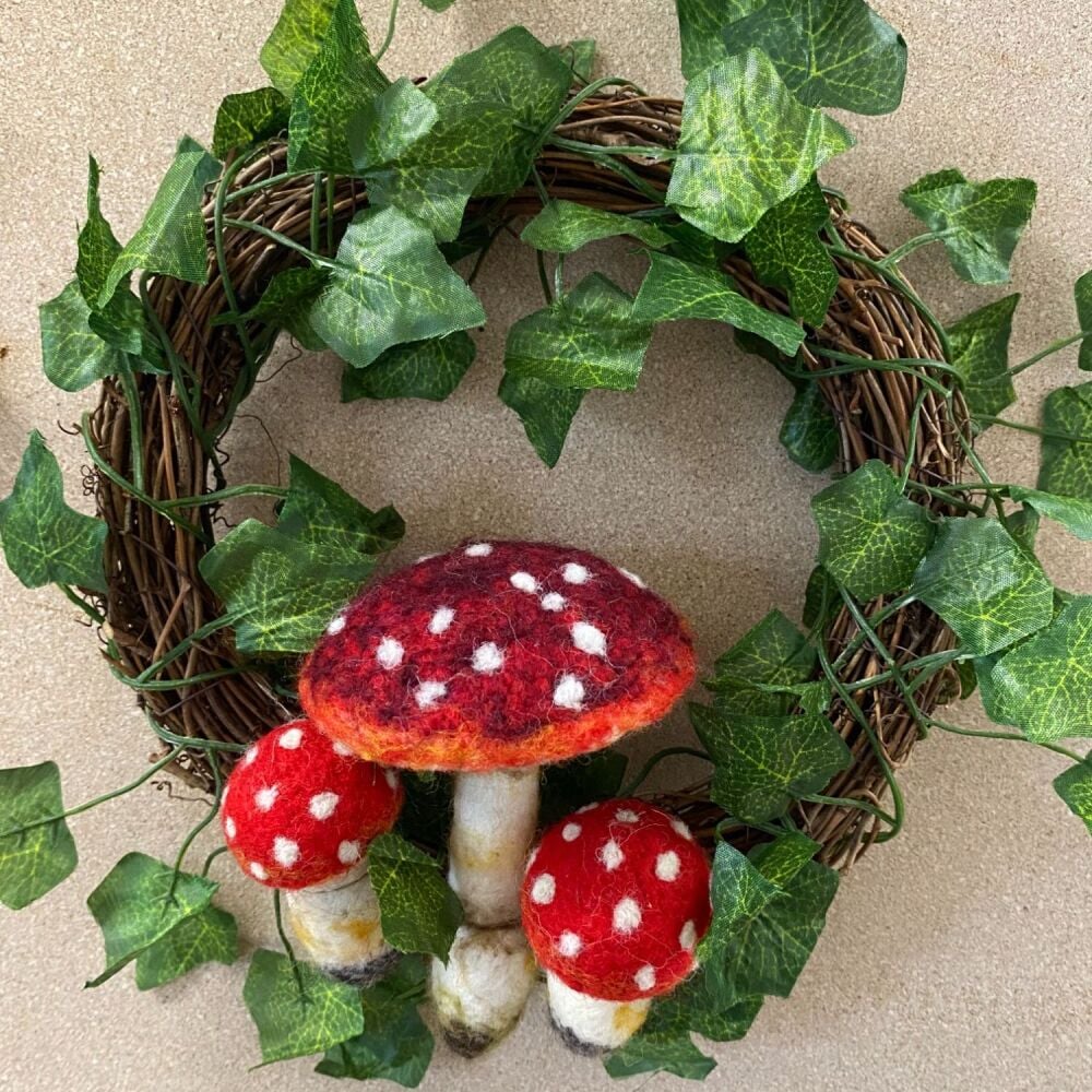 Needle Felted Mushroom Wreath