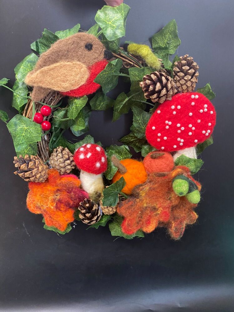 Needle Felted Autumn Wreath