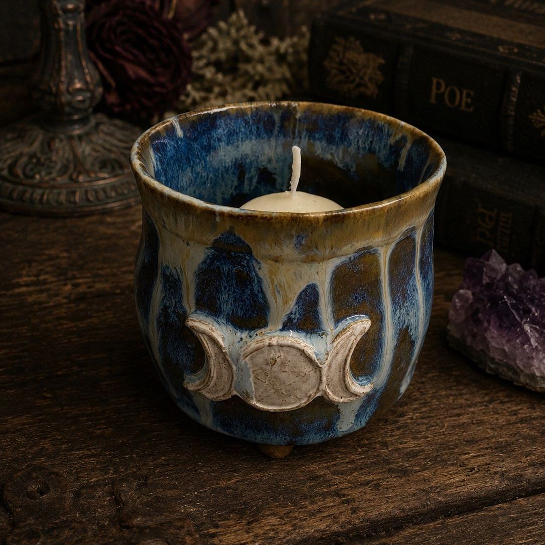 Triple Moon Cauldron Candle holder