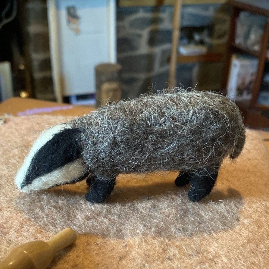 Needle-felted Badger