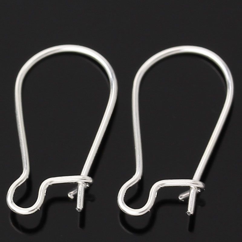 Large Silver Plated Kidney Shape Ear Wires