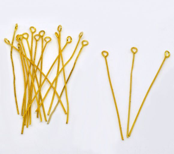 Gold Plated Eye Pins 50mm