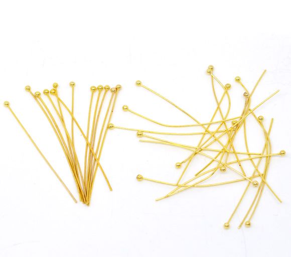 Gold Plated Ball Head Pins 30mm