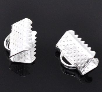 Ribbon Crimp Findings Silver Plated 10mmx8mm