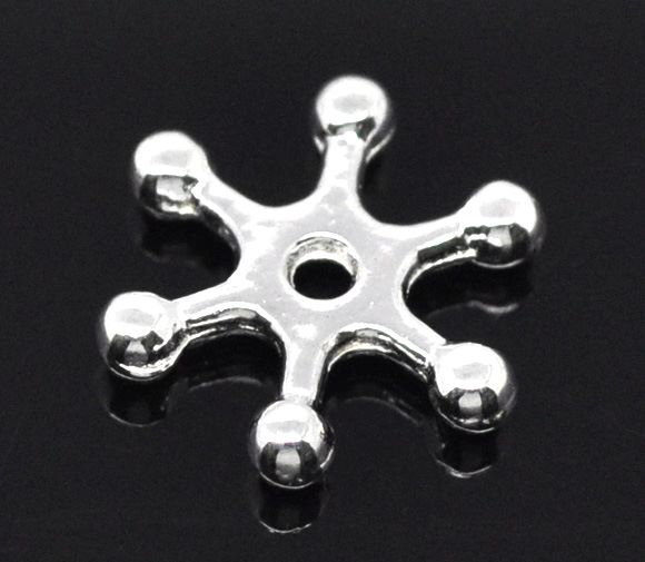 Snowflake Spacer Silver Plated Beads 8mm 