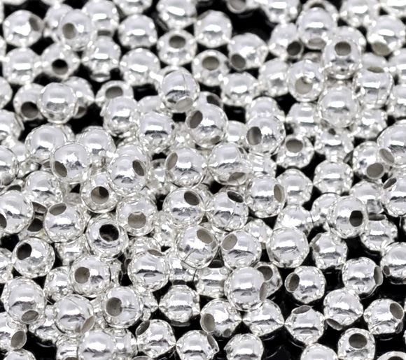 Ball Spacer Beads 3mm Silver Plated