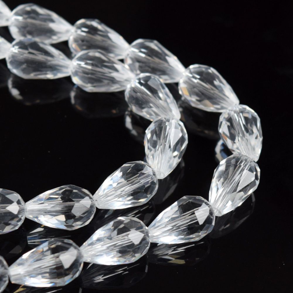 Clear Faceted Teardrop Crystal Bead 8mm x 11mm