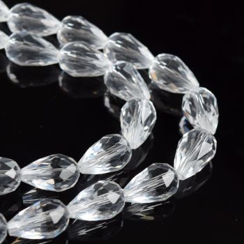 Clear Faceted Teardrop Crystal Bead 
