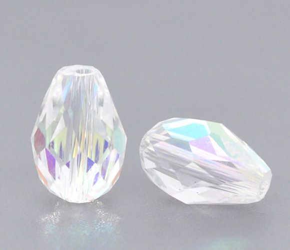 Clear AB Faceted Teardrop Crystal Bead 8mm x 11mm