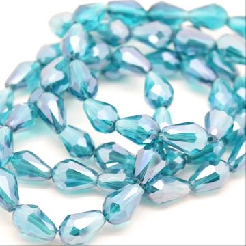 Turquoise Lustre Faceted Teardrop Crystal Bead 11mm x 8mm