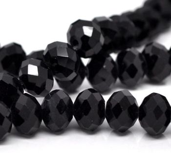 Black Faceted Rondelle Bead - From £1.50 per string