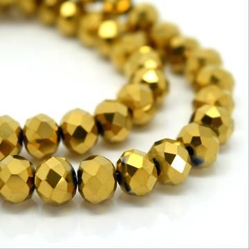 Metallic Gold Faceted Rondelle Bead - From £1.50 per string
