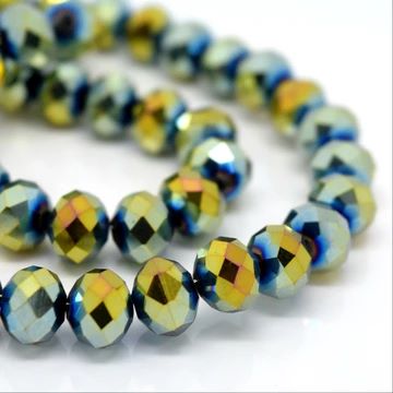 Metallic Gold/Green Faceted Rondelle Bead - From £1.50 per string