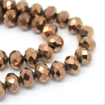 Metallic Bronze Faceted Rondelle Bead - From £1.50 per string