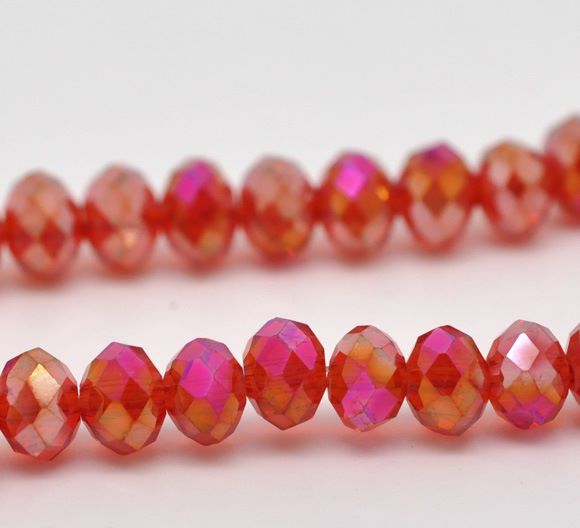 Red AB Faceted Rondelle Bead