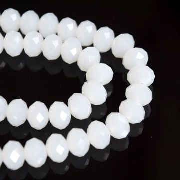 Opaque White Faceted Rondelle Bead - From £1.50 per string