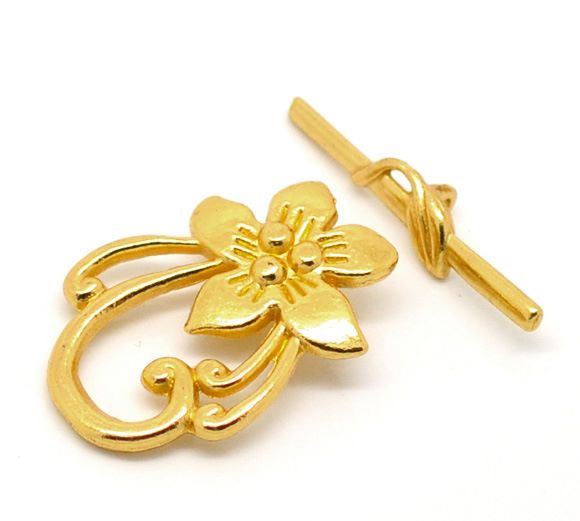 Gold Plated Flower Toggle Clasp