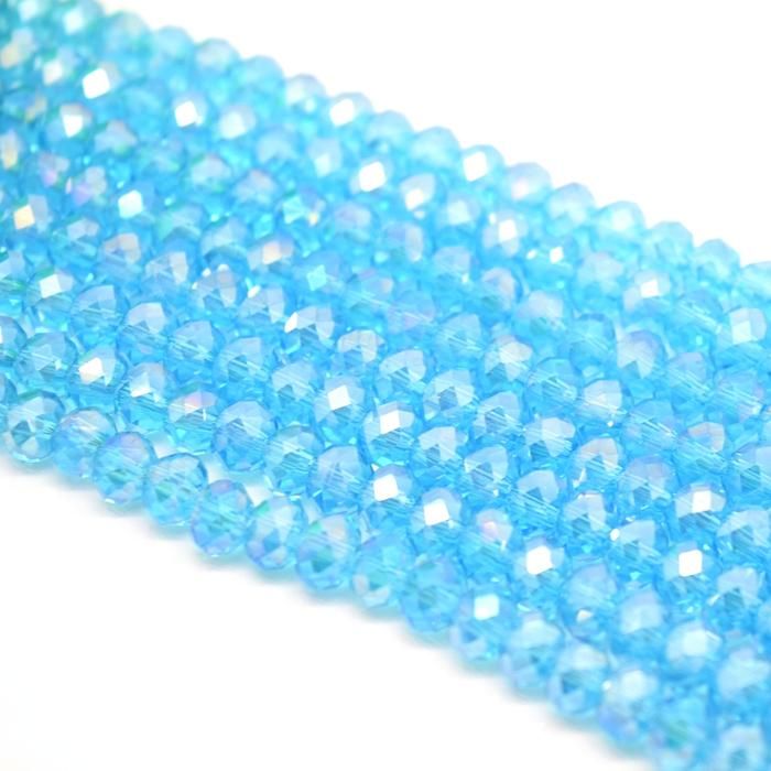 Aquamarine AB Faceted Rondelle Bead - From £1.50 per string