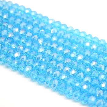 Aquamarine Lustre Faceted Rondelle Bead - From £1.50 per string
