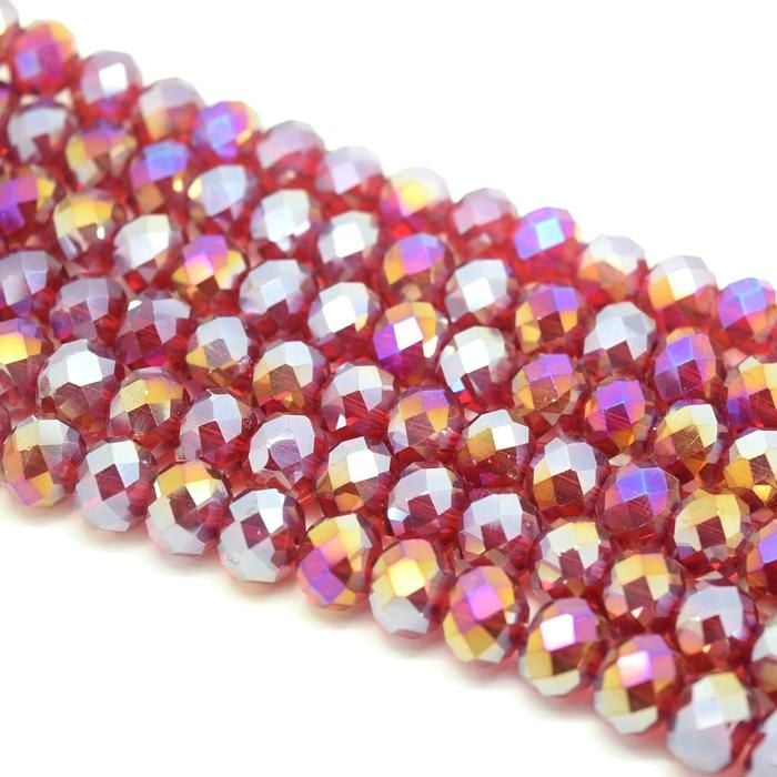 Dark Siam AB Faceted Rondelle Bead - From £1.50 per string