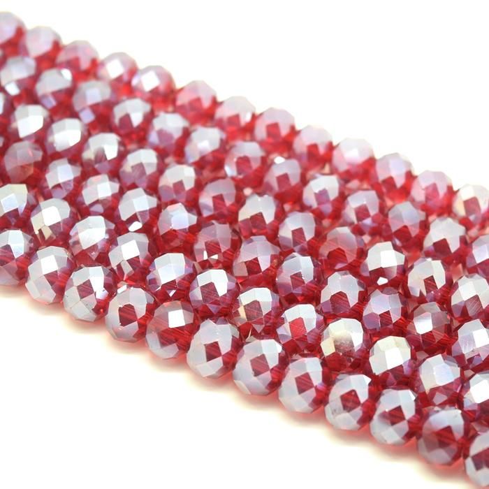 Dark Siam Lustre Faceted Rondelle Bead - From £1.50 per string