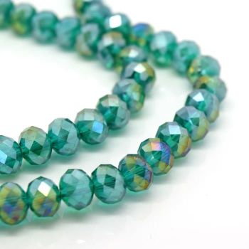 Emerald AB Faceted Rondelle Bead - From £1.50 per string