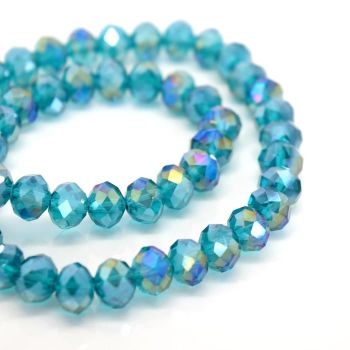 Turquoise AB Faceted Rondelle Bead - From £1.50 per string