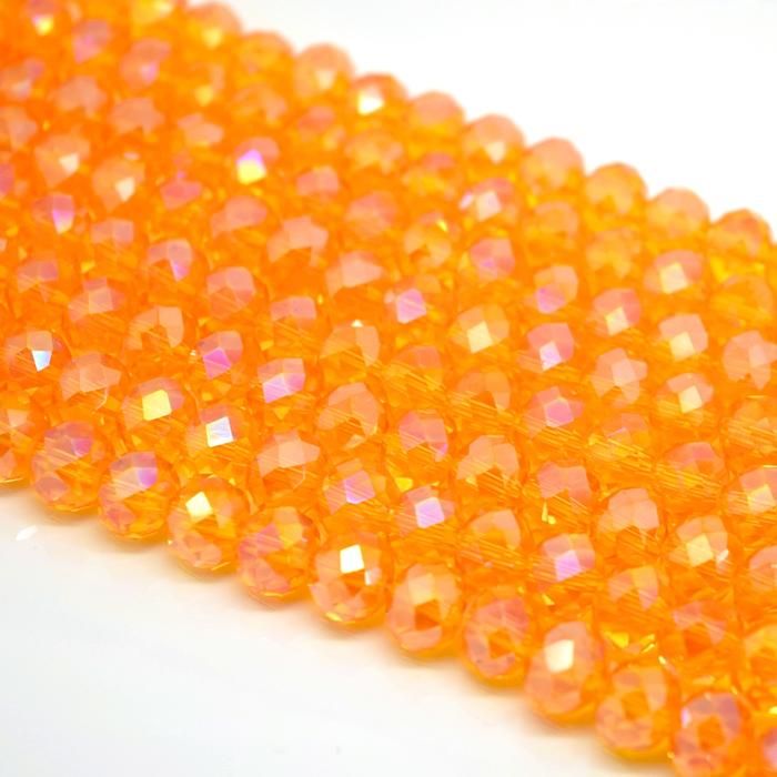 Light Orange AB Faceted Rondelle Bead - From £1.50 per string