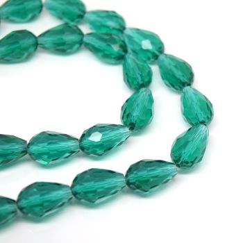 Emerald Faceted Teardrop Crystal Bead 