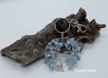 Aquamarine Tree Of Life Bag Charm/Keyring
