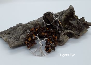 Tigers Eye Tree Of Life Bag Charm/Keyring