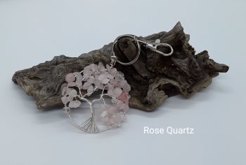 Rose Quartz Tree Of Life Bag Charm/Keyring