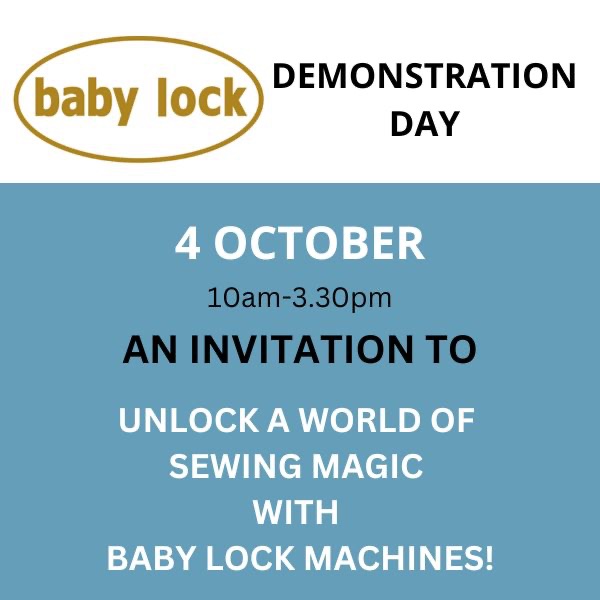 BABY LOCK DEMONSTRATION DAY 4 OCTOBER AT THE BABY LOCK SHOP STUDIO