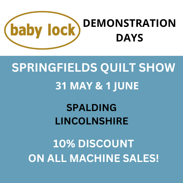 baby lock demonstration days with 10 per cent discount on all machine sales