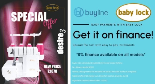 baby lock Desire3 special offer price get it on finance