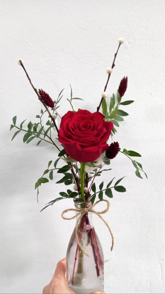Single Red Rose In A Glass Vase 