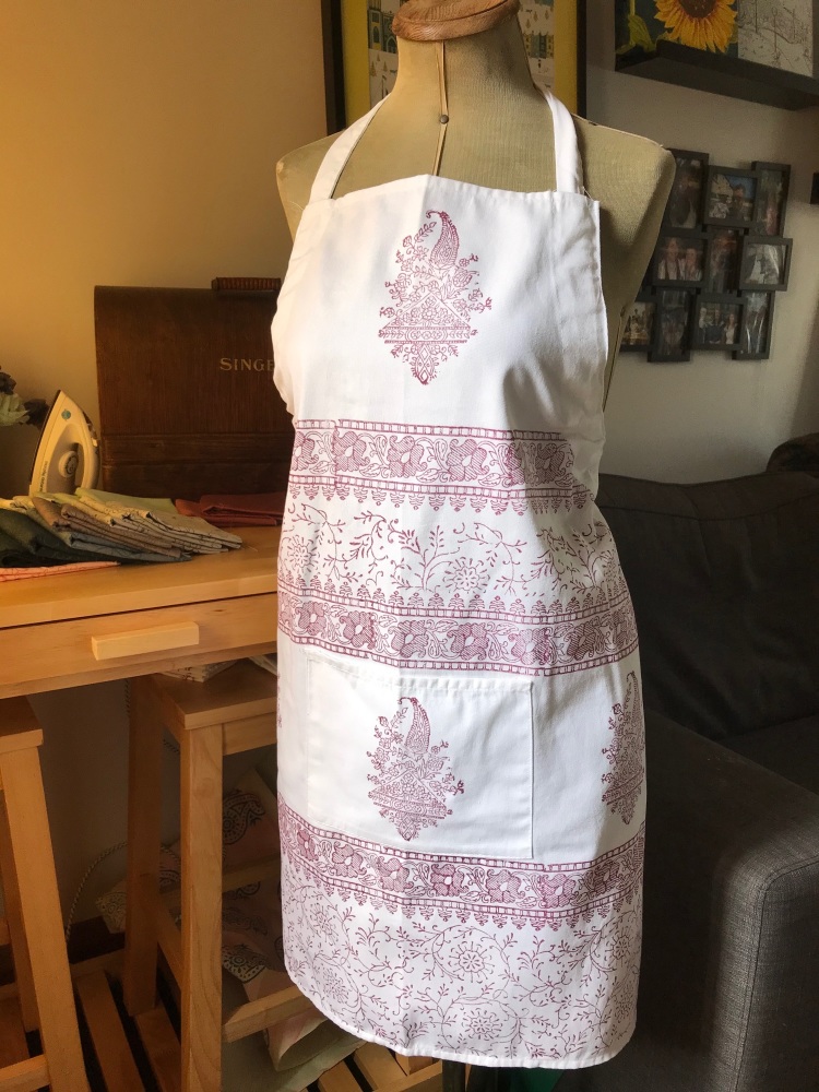 Hand printed apron RED