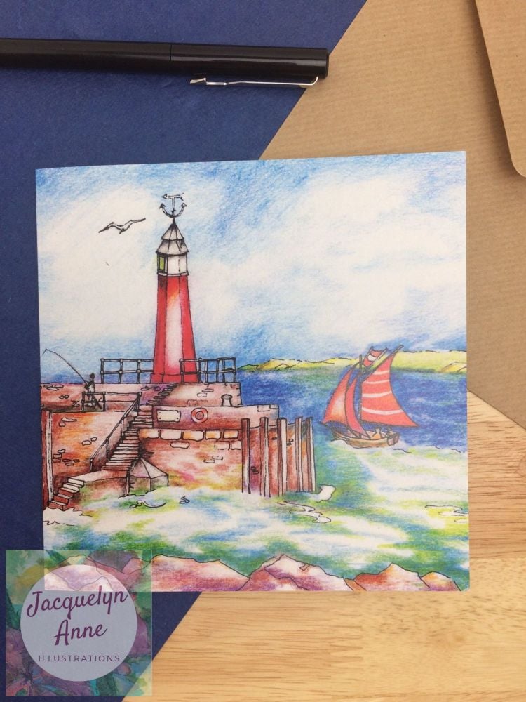 Relaxing on the coast at Watchet Greetings Card
