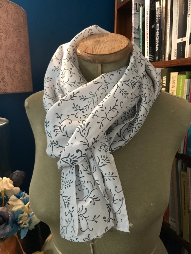 Hand printed silky scarf