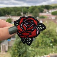 Red Rose Iron-On Patch - 50mm