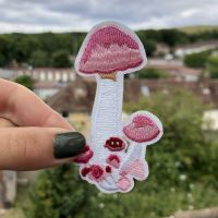 Pink Toadstool Mushrooms Iron-On Patch