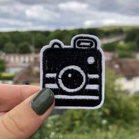 Black & White Polaroid Camera Iron-On Patch