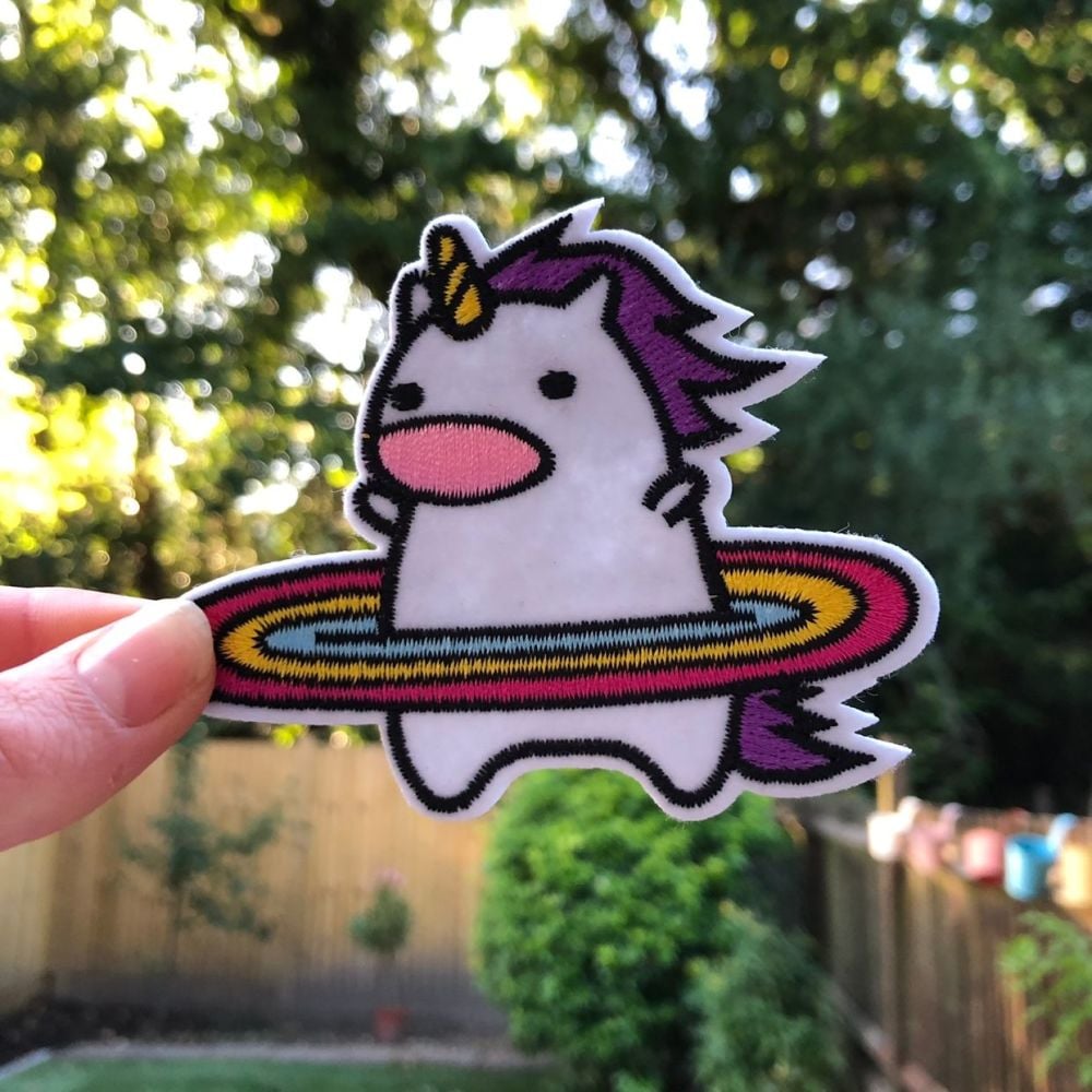 Hula Hoop Rainbow Unicorn Iron-On Patch