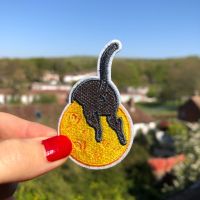 Cat Climbing Over the Moon Iron-On Patch