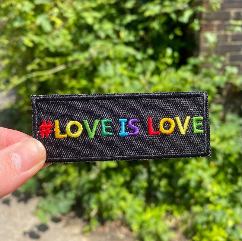 #LoveIsLove Rainbow Text Iron-On Patch