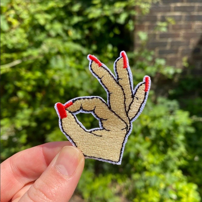 OK' Hand Symbol Iron-On Patch in Colour