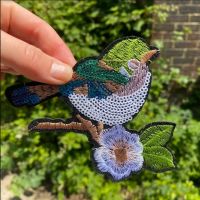 Garden Bird Sequin Iron-On Patch